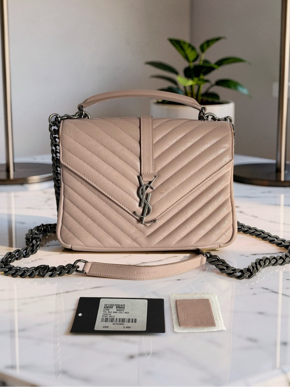 Saint Laurent Medium College Rose Antic YSL Bag